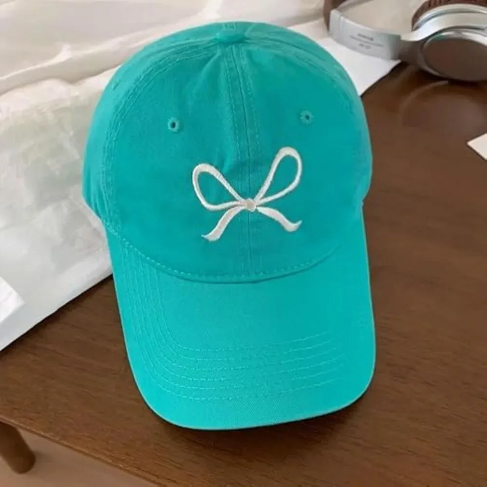 Unisex Green Embroidered Bow Tie 100% Cotton Adjustable Fit Classic Baseball Cap